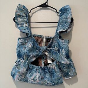 Anthropologie En Saison Sweetheart Cutout Tank Top Floral Babydoll NWT L